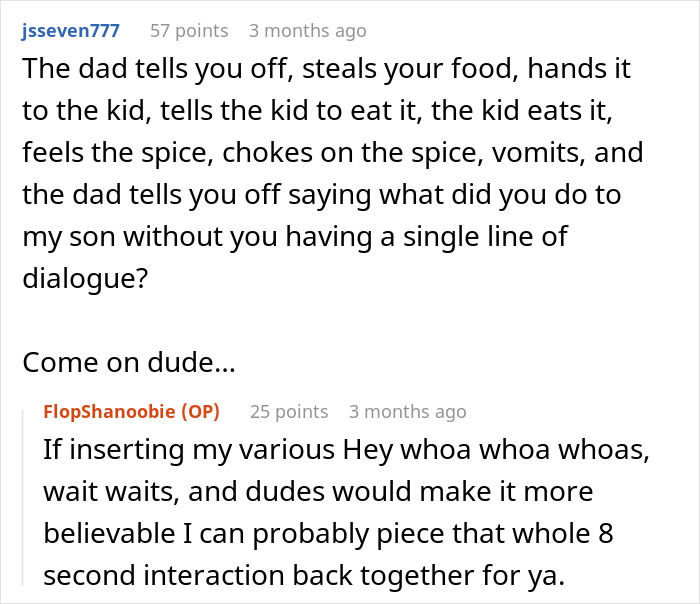 Reddit discussion about a dad stealing a spicy chicken sandwich for his kid who then vomits from the spice, causing chaos. Reddit discussion about a dad stealing a spicy chicken sandwich for his kid who then vomits from the spice, causing chaos.