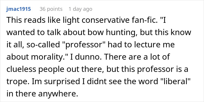 Screenshot of a Reddit comment discussing a professor and morality, reflecting on an obnoxious dinner guest husband dreadful scenario. Screenshot of a Reddit comment discussing a professor and morality, reflecting on an obnoxious dinner guest husband dreadful scenario.