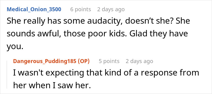 Screenshot of online comments discussing a mom who abandons 2 kids with 23-year-old sister and later complains about their upbringing. Screenshot of online comments discussing a mom who abandons 2 kids with 23-year-old sister and later complains about their upbringing.