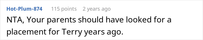 Screenshot of an online comment discussing care boundaries for a disabled brother after a recent drop-off incident. Screenshot of an online comment discussing care boundaries for a disabled brother after a recent drop-off incident.