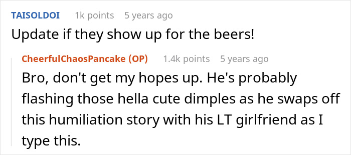 Screenshot of a Reddit conversation about a lady wrongly trying to save an elite military diver and scoring a date despite embarrassment. Screenshot of a Reddit conversation about a lady wrongly trying to save an elite military diver and scoring a date despite embarrassment.