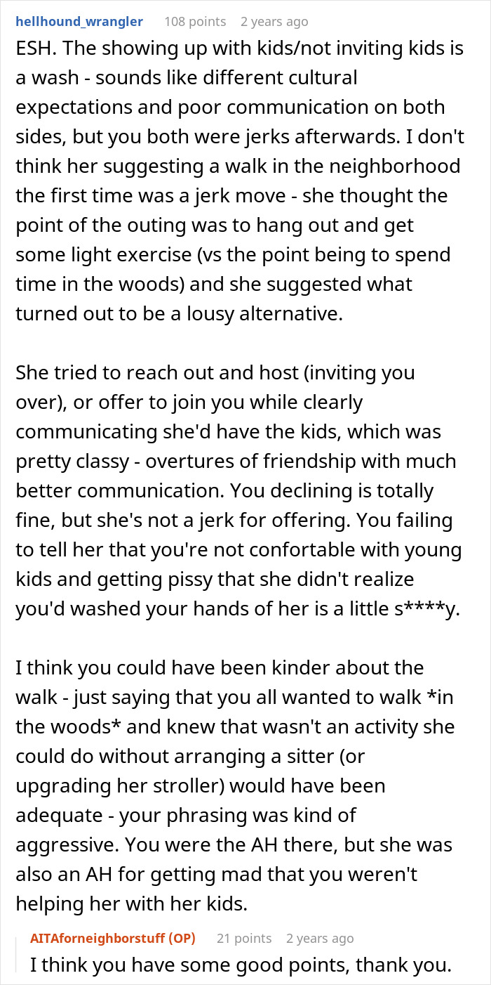 Text conversation about a mom of 4 bringing kids to group activities, causing upset among neighbors and stopped invites. Text conversation about a mom of 4 bringing kids to group activities, causing upset among neighbors and stopped invites.