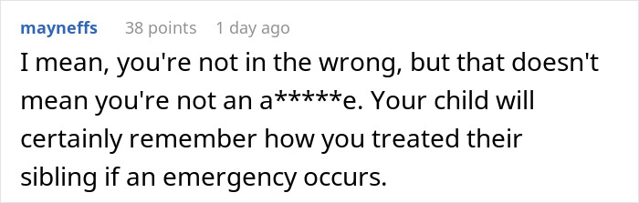 Screenshot of an online comment discussing consequences and reality check after a woman expects help from her ex-husband. Screenshot of an online comment discussing consequences and reality check after a woman expects help from her ex-husband.
