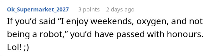 Comment from Ok_Supermarket_2027 discussing AI scored job interview real time and humorous job interview tips online. Comment from Ok_Supermarket_2027 discussing AI scored job interview real time and humorous job interview tips online.