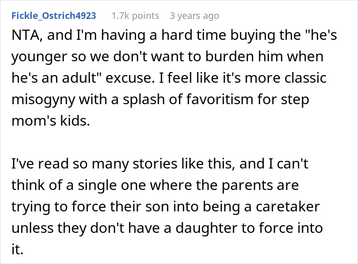 Comment discussing challenges in preparing a 19-year-old for caregiver role for disabled stepsister. Comment discussing challenges in preparing a 19-year-old for caregiver role for disabled stepsister.