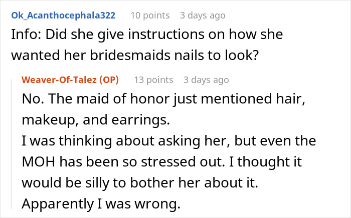 Text conversation discussing bridesmaid nails and stress before a wedding, highlighting bride flipping out over self-consciousness. Text conversation discussing bridesmaid nails and stress before a wedding, highlighting bride flipping out over self-consciousness.