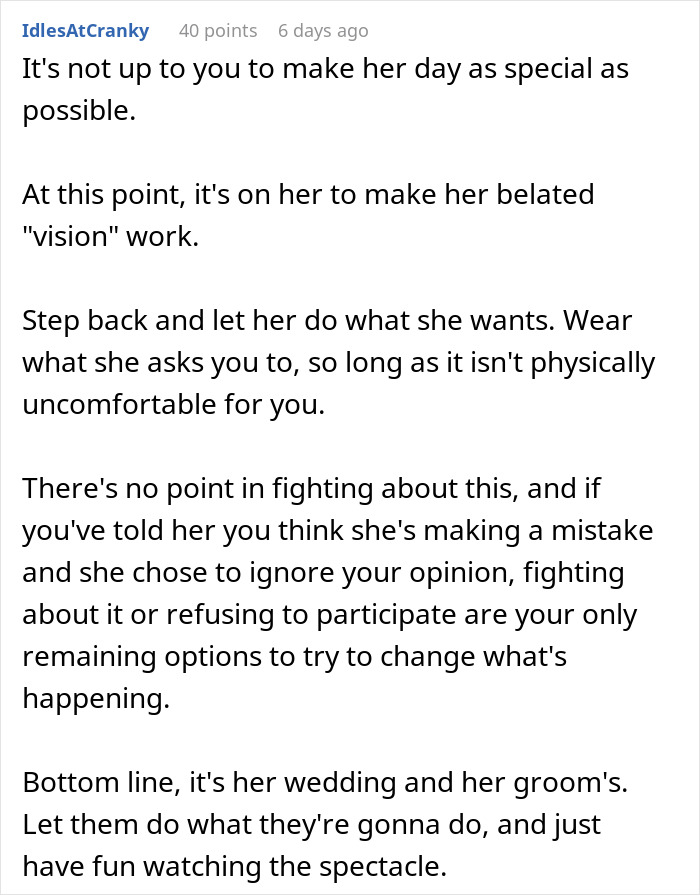 Text post discussing a panicked bro’s reaction as bride turns wedding into Star Wars saga weeks before event. Text post discussing a panicked bro’s reaction as bride turns wedding into Star Wars saga weeks before event.