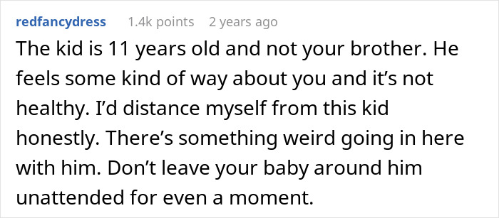 Discussion about 11-year-old acting creepy around stepsister’s newborn, with parents refusing to seek help or intervention. Discussion about 11-year-old acting creepy around stepsister’s newborn, with parents refusing to seek help or intervention.