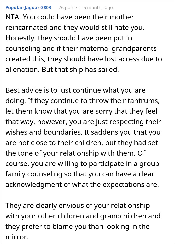 Comment discussing stepdaughters disowning stepmother drama and suggesting counseling and respecting boundaries. Comment discussing stepdaughters disowning stepmother drama and suggesting counseling and respecting boundaries.