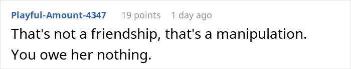 Comment on a post about a woman who trusted a friend that forgot her wallet and felt duped without receiving any thank you.