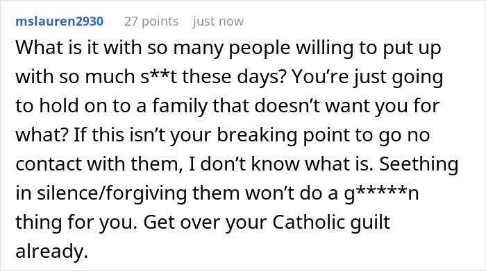 Online comment expressing frustration about family rejection and dealing with anger from being dumped at boarding school. Online comment expressing frustration about family rejection and dealing with anger from being dumped at boarding school.