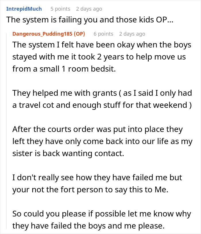 Reddit conversation about mom abandoning kids and sister raising them facing blame and system challenges six years later. Reddit conversation about mom abandoning kids and sister raising them facing blame and system challenges six years later.