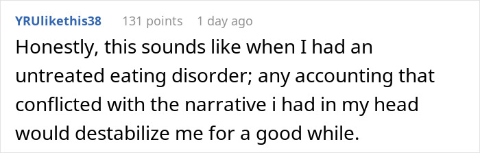 Comment about untreated eating disorder and how conflicting narratives can destabilize a person’s mindset. Comment about untreated eating disorder and how conflicting narratives can destabilize a person’s mindset.