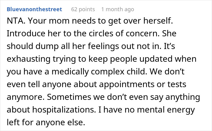 Comment text discussing a mother accusing daughter of kidnapping after lack of updates during child’s procedure. Comment text discussing a mother accusing daughter of kidnapping after lack of updates during child’s procedure.