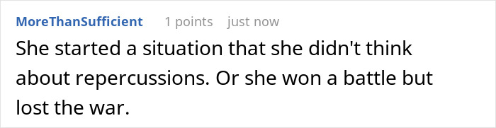 Comment on a screen with text about a daycare manager’s car towing decision and its chaotic parking lot aftermath.