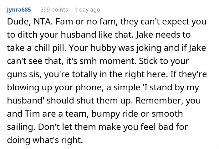 Reddit comment discussing family conflict after a man mocks brother-in-law and then uninvites him from wedding. Reddit comment discussing family conflict after a man mocks brother-in-law and then uninvites him from wedding.