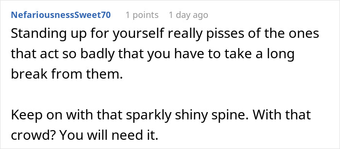 Comment text about standing up for yourself amid bizarre fake adoption family drama causing tension and conflict. Comment text about standing up for yourself amid bizarre fake adoption family drama causing tension and conflict.