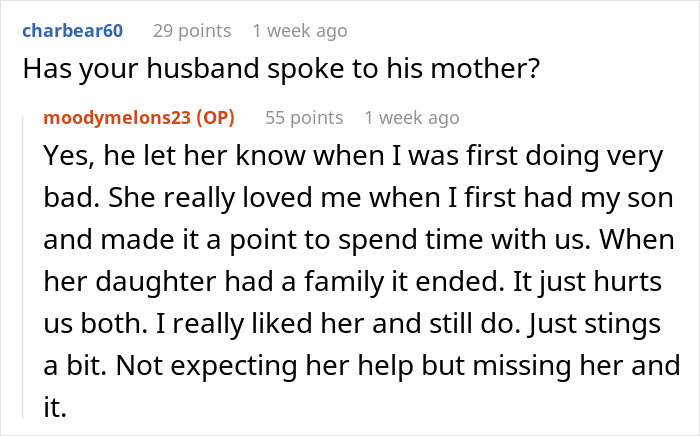 Screenshot of an online conversation about a woman struggling without support after surgery with two kids, expressing emotional pain. Screenshot of an online conversation about a woman struggling without support after surgery with two kids, expressing emotional pain.