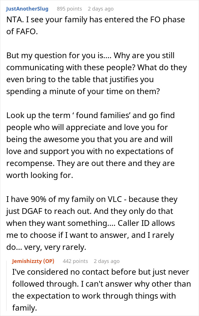 Screenshot of a Reddit conversation discussing family neglect, spoiled daughter, and asking son for help financial struggles. Screenshot of a Reddit conversation discussing family neglect, spoiled daughter, and asking son for help financial struggles.