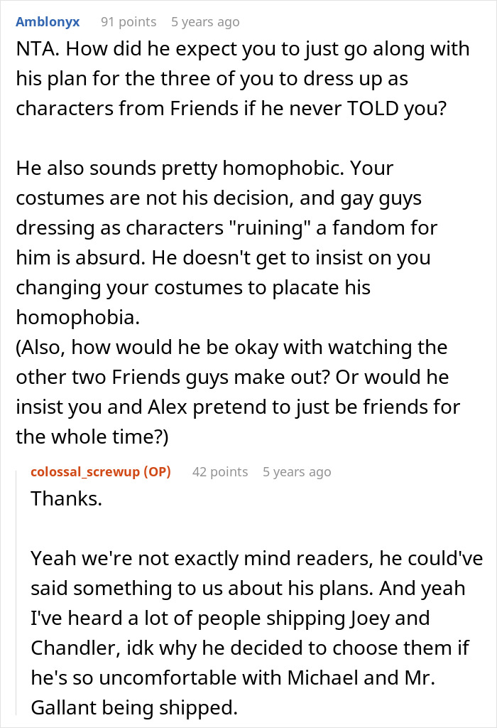 Online Reddit conversation about masculinity fragile issues linked to Halloween costume choices and relationship tensions. Online Reddit conversation about masculinity fragile issues linked to Halloween costume choices and relationship tensions.