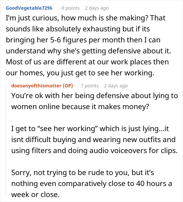 Reddit discussion about a gym influencer lying online, causing conflict with her boyfriend over dishonesty. Reddit discussion about a gym influencer lying online, causing conflict with her boyfriend over dishonesty.