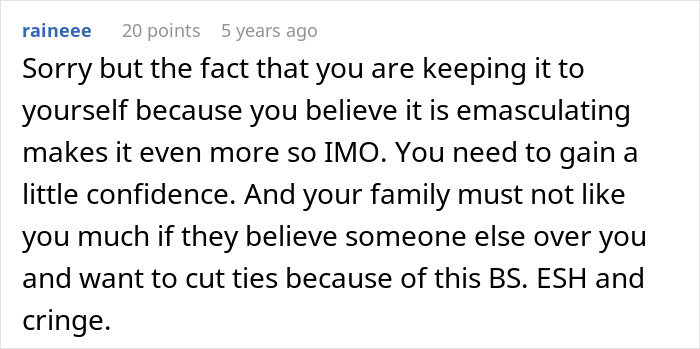 Screenshot of a Reddit comment discussing confidence and family dynamics after a failed reconciliation attempt. Screenshot of a Reddit comment discussing confidence and family dynamics after a failed reconciliation attempt.