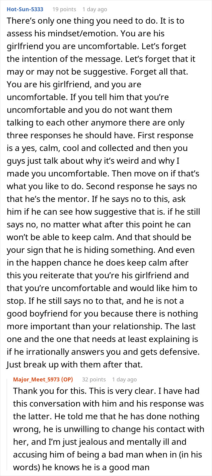 Screenshot of a conversation discussing mindset and emotions in a 43YO texting former student situation. Screenshot of a conversation discussing mindset and emotions in a 43YO texting former student situation.