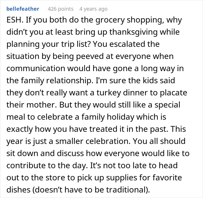 Woman upset as husband assumed she planned Thanksgiving when she has never organized the holiday before. Woman upset as husband assumed she planned Thanksgiving when she has never organized the holiday before.