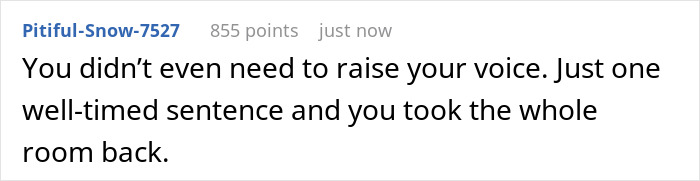 Screenshot of a Reddit comment about work quiet gossip drama, praising a well-timed sentence that silenced the room. Screenshot of a Reddit comment about work quiet gossip drama, praising a well-timed sentence that silenced the room.