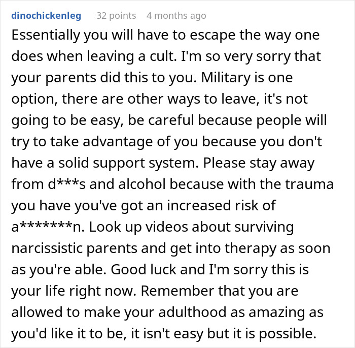 Comment discussing parents admitting to having another baby to care for their disabled son and his resulting anger. Comment discussing parents admitting to having another baby to care for their disabled son and his resulting anger.