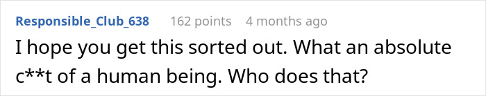 Screenshot of a Reddit comment criticizing a male Karen for blocking a neighbor's driveway repeatedly.