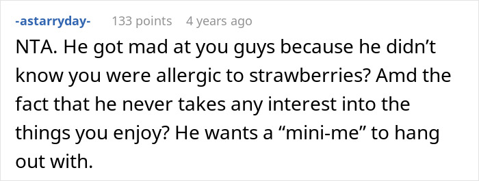 Screenshot of a Reddit comment discussing a teen telling dad would’ve remembered if you cared after cake fail. Screenshot of a Reddit comment discussing a teen telling dad would’ve remembered if you cared after cake fail.