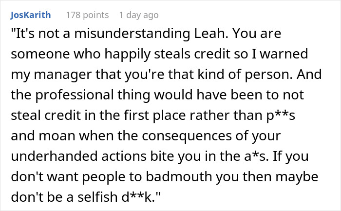 Colleague Swoops In To Take Credit For Woman’s Hard Work, Woman Gets Ice-Cold Revenge 6 Months Later Colleague Swoops In To Take Credit For Woman’s Hard Work, Woman Gets Ice-Cold Revenge 6 Months Later