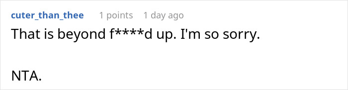 Screenshot of Reddit comment reacting to a woman’s family planning a bizarre fake adoption causing drama. Screenshot of Reddit comment reacting to a woman’s family planning a bizarre fake adoption causing drama.