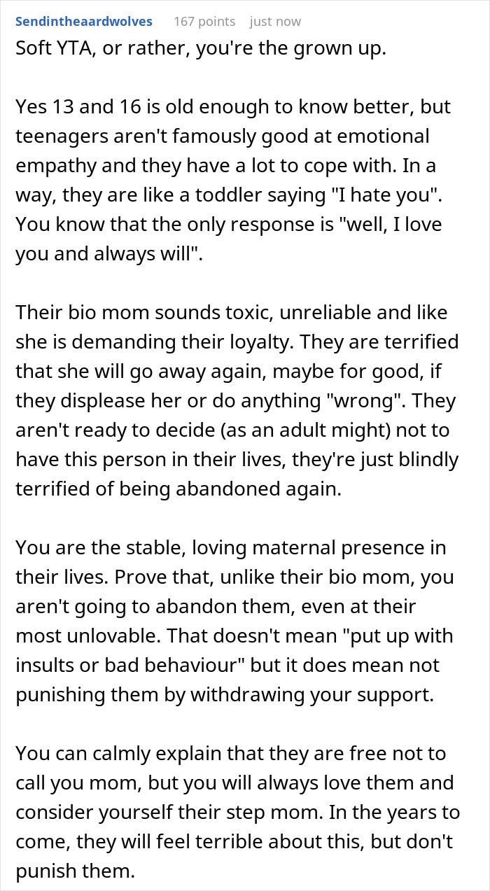 Woman hurt by how stepkids turn cruel when bio mom visits, refusing to let them call her mom anymore, feeling emotional pain. Woman hurt by how stepkids turn cruel when bio mom visits, refusing to let them call her mom anymore, feeling emotional pain.