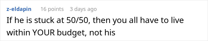 Comment on social media discussing rich boyfriend demands equal split rent as girlfriend refuses, highlighting budget conflict. Comment on social media discussing rich boyfriend demands equal split rent as girlfriend refuses, highlighting budget conflict.