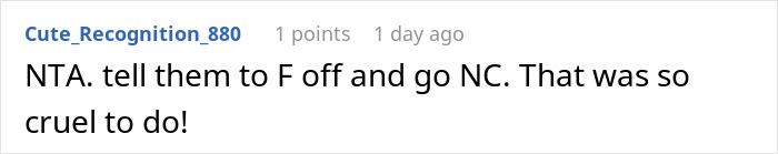 Screenshot of a Reddit comment reacting to drama over a woman’s family planning a bizarre fake adoption. Screenshot of a Reddit comment reacting to drama over a woman’s family planning a bizarre fake adoption.