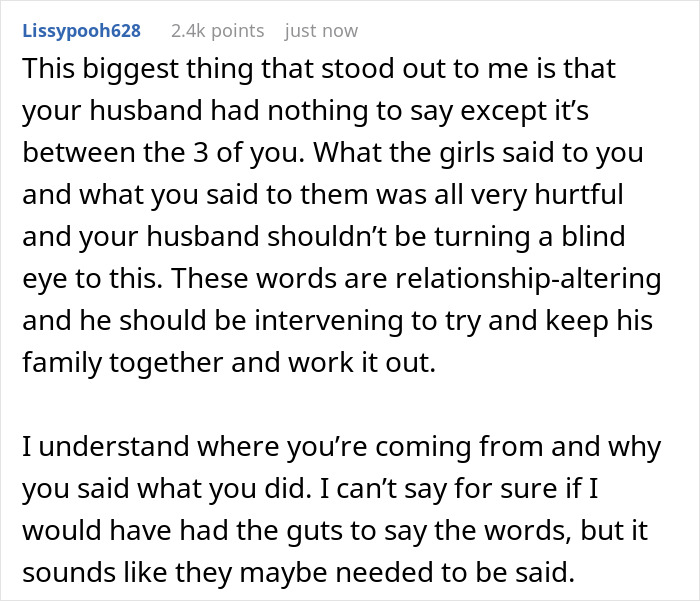 Comment about stepkids turning cruel when bio mom visits, and the lady refusing to let them call her mom anymore. Comment about stepkids turning cruel when bio mom visits, and the lady refusing to let them call her mom anymore.