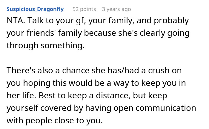 Screenshot of a Reddit comment advising open communication about a woman keeping ex’s baby and assuming a male friend will step in. Screenshot of a Reddit comment advising open communication about a woman keeping ex’s baby and assuming a male friend will step in.