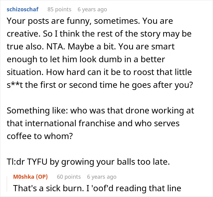 Screenshot of a Reddit comment discussing handling an annoying toxic friend with witty comebacks and confidence.