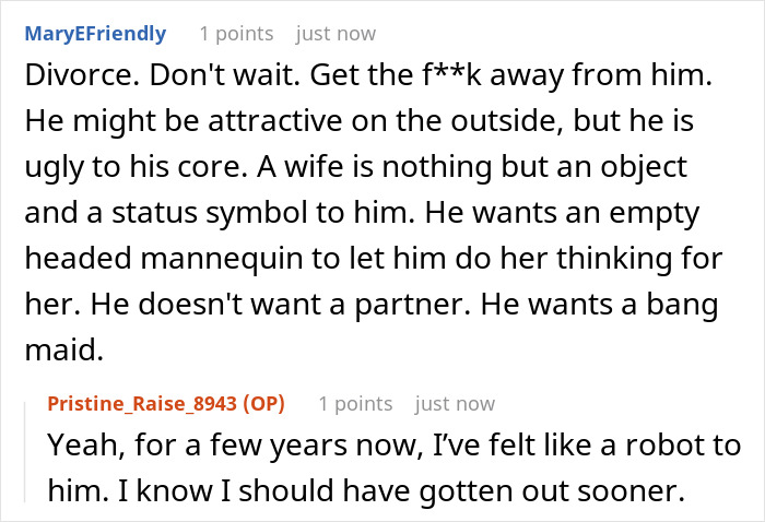 Alt text: Woman rethinks her marriage after husband’s disturbing confession, feeling like a robot and questioning their relationship. Alt text: Woman rethinks her marriage after husband’s disturbing confession, feeling like a robot and questioning their relationship.