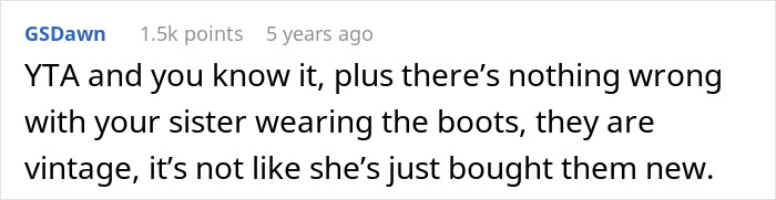 Comment discussing vintage leather shoes worn by vegan sister after plan to sell grandma’s leather shoes was shared. Comment discussing vintage leather shoes worn by vegan sister after plan to sell grandma’s leather shoes was shared.