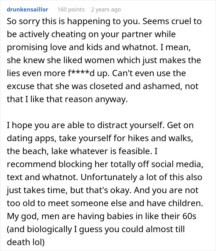 Comment expressing sympathy for man learning fiancée is in love with her friend, offering advice on moving forward. Comment expressing sympathy for man learning fiancée is in love with her friend, offering advice on moving forward.