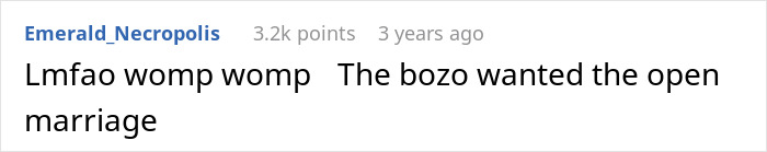 Screenshot of a Reddit comment discussing regrets about forcing a hot wife into an open marriage and her admirers. Screenshot of a Reddit comment discussing regrets about forcing a hot wife into an open marriage and her admirers.