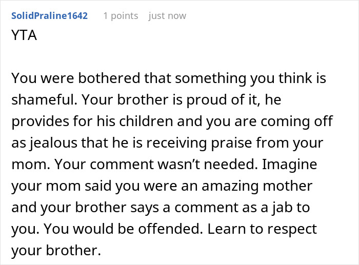 Commenter calls out brother for having four kids with four different women, urging respect despite family tension. Commenter calls out brother for having four kids with four different women, urging respect despite family tension.