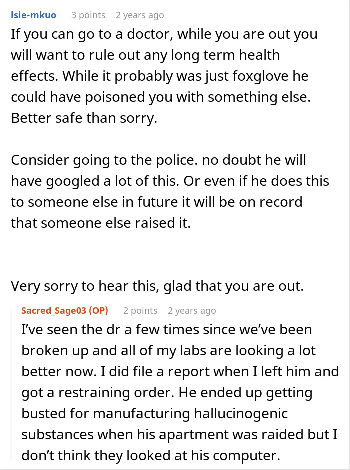 Online discussion about a woman suspecting her ex of poisoning her after months of mysterious illness and strange confession Online discussion about a woman suspecting her ex of poisoning her after months of mysterious illness and strange confession