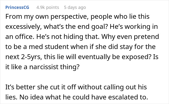Woman suspects guy she&rsquo;s seeing is lying about medical school, causing tension and anger in their relationship.