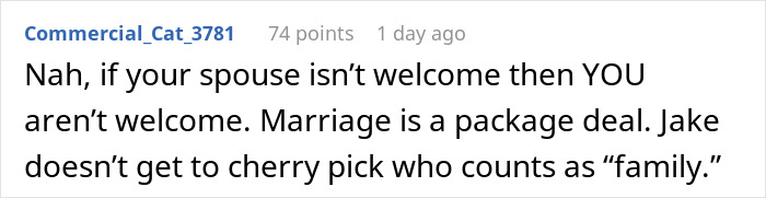 Comment on Reddit about a man mocking his brother-in-law and uninviting him from the wedding after a joke back. Comment on Reddit about a man mocking his brother-in-law and uninviting him from the wedding after a joke back.