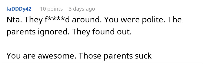 Comment text in a casual online forum discussing a woman's clever revenge on neighborhood kids.