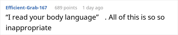 Screenshot of a Reddit comment discussing 43YO texting former student and partner sharing screenshots to judge appropriateness. Screenshot of a Reddit comment discussing 43YO texting former student and partner sharing screenshots to judge appropriateness.